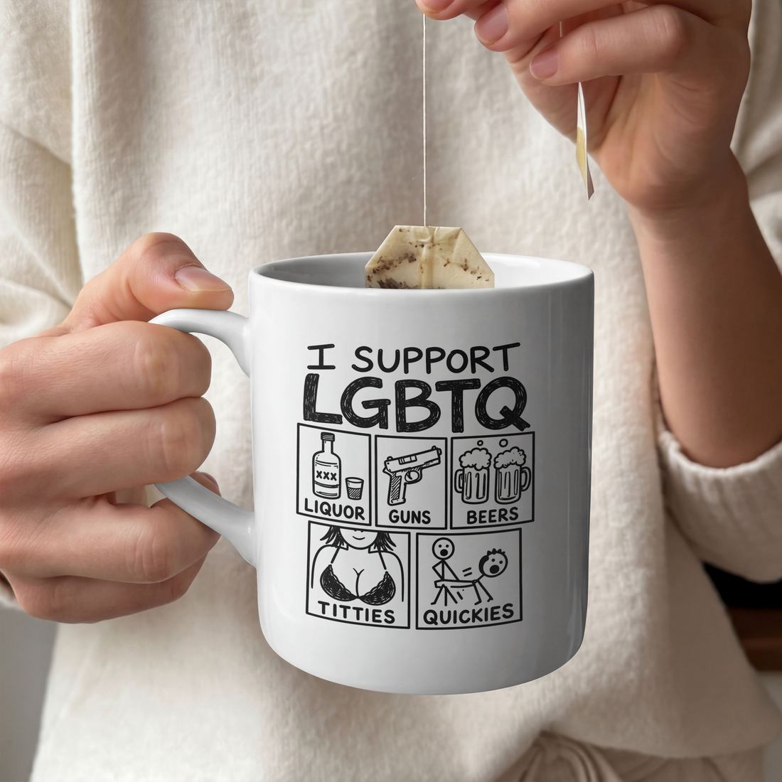 LGBTQ krus med tryk LGBTQ kaffekrus med tryk set fra siden