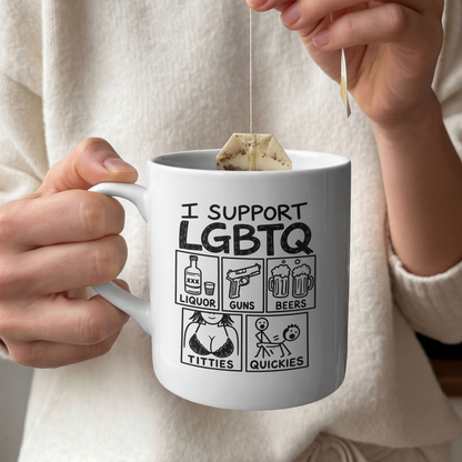 LGBTQ krus med tryk LGBTQ kaffekrus med tryk set fra siden